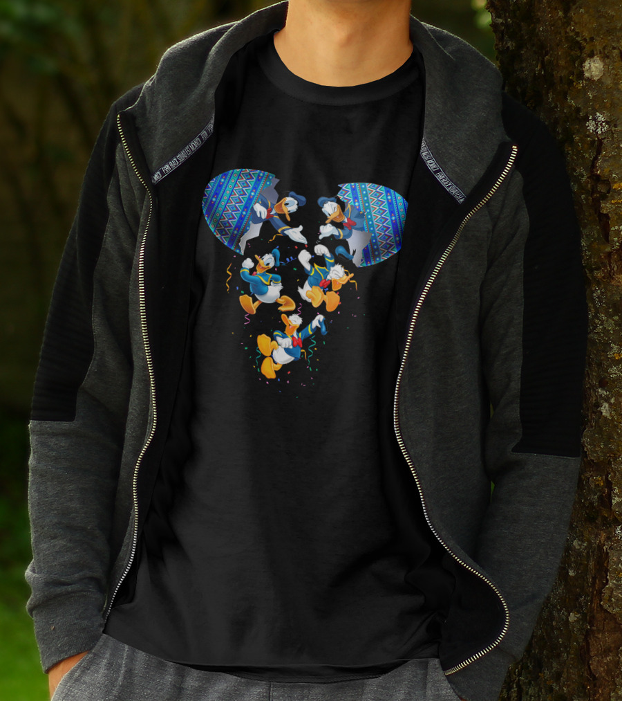 Donald Duck Mickey Mouse Head Pattern Celebration T-Shirt