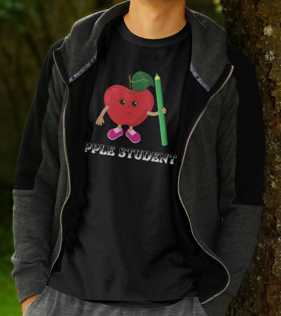 APPLE STUDENT Apple Character With Pencil T-Shirt