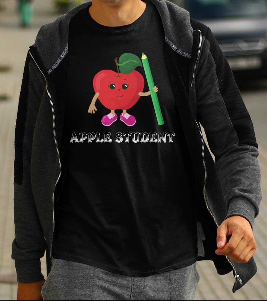 APPLE STUDENT Apple Character With Pencil T-Shirt