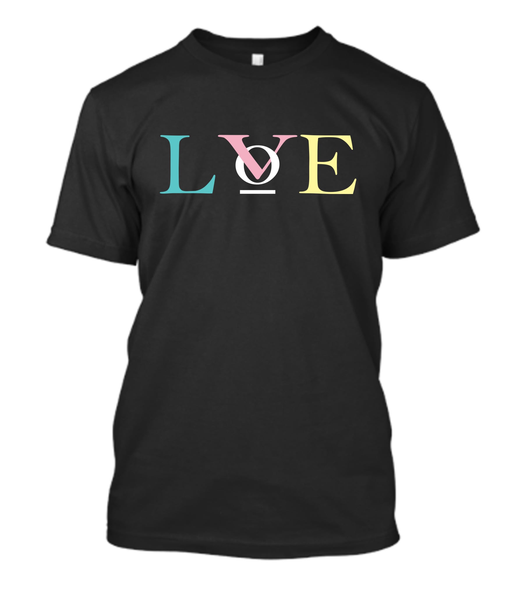 LOVE OV Letters With Pastel Colors And Circle T-Shirt