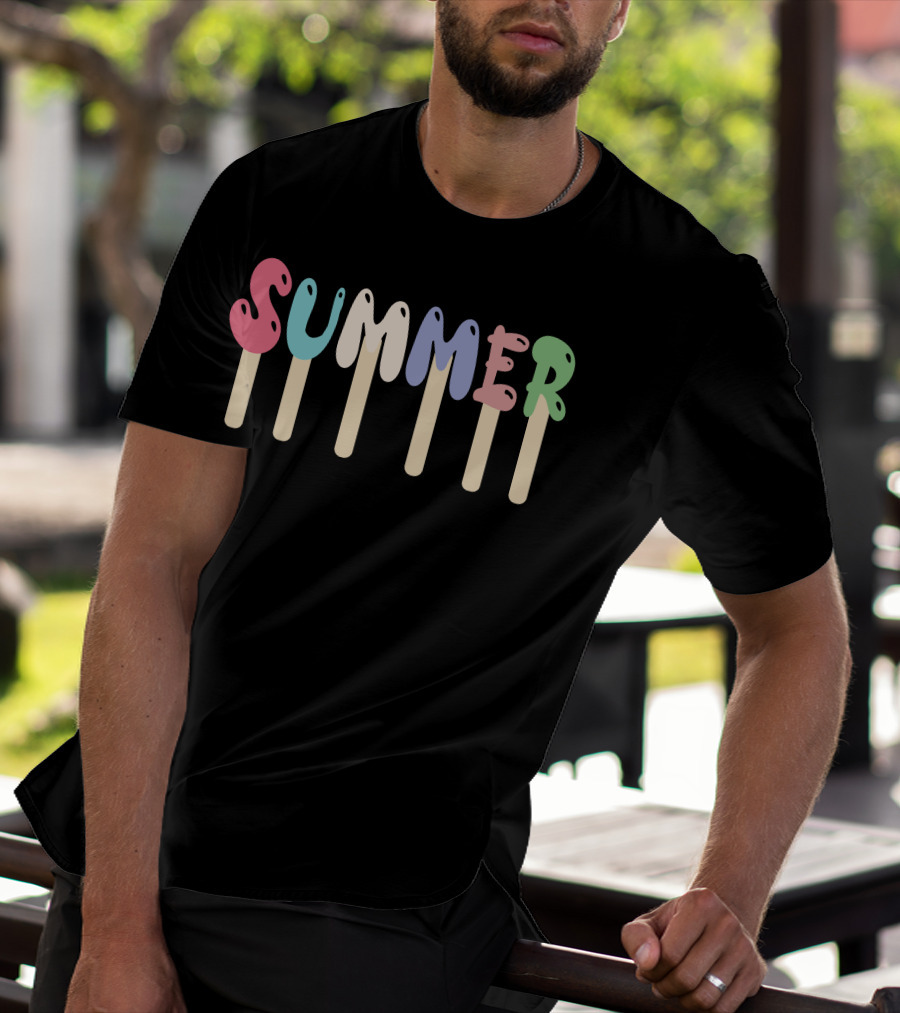 SUMMER ICE CREAM MELTING LETTERS POPSICLE T-Shirt