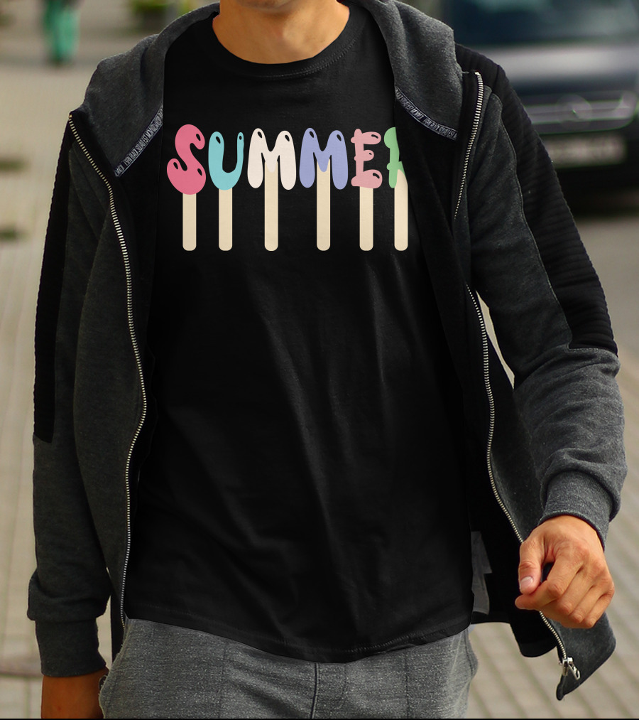 SUMMER ICE CREAM MELTING LETTERS POPSICLE T-Shirt