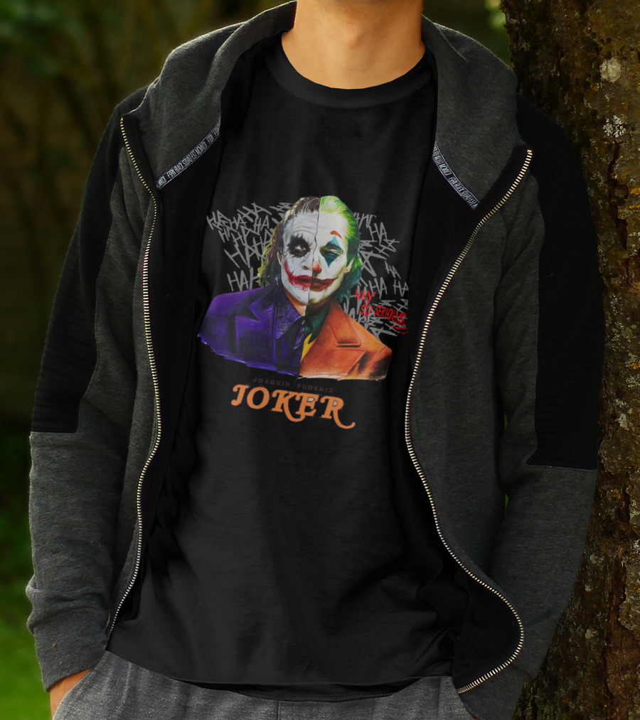 Joker Why So Serious Split Joaquin Phoenix Heath Ledger T-Shirt