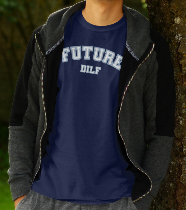 FUTURE DILF College Style Vintage Text T-Shirt