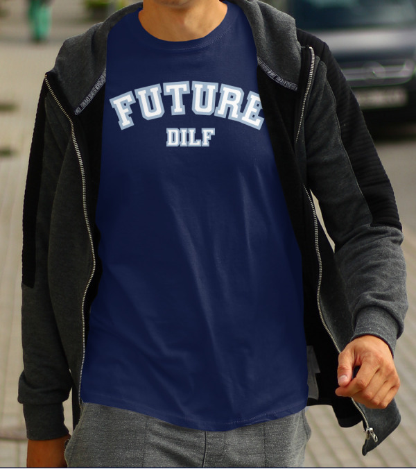 FUTURE DILF College Style Vintage Text T-Shirt