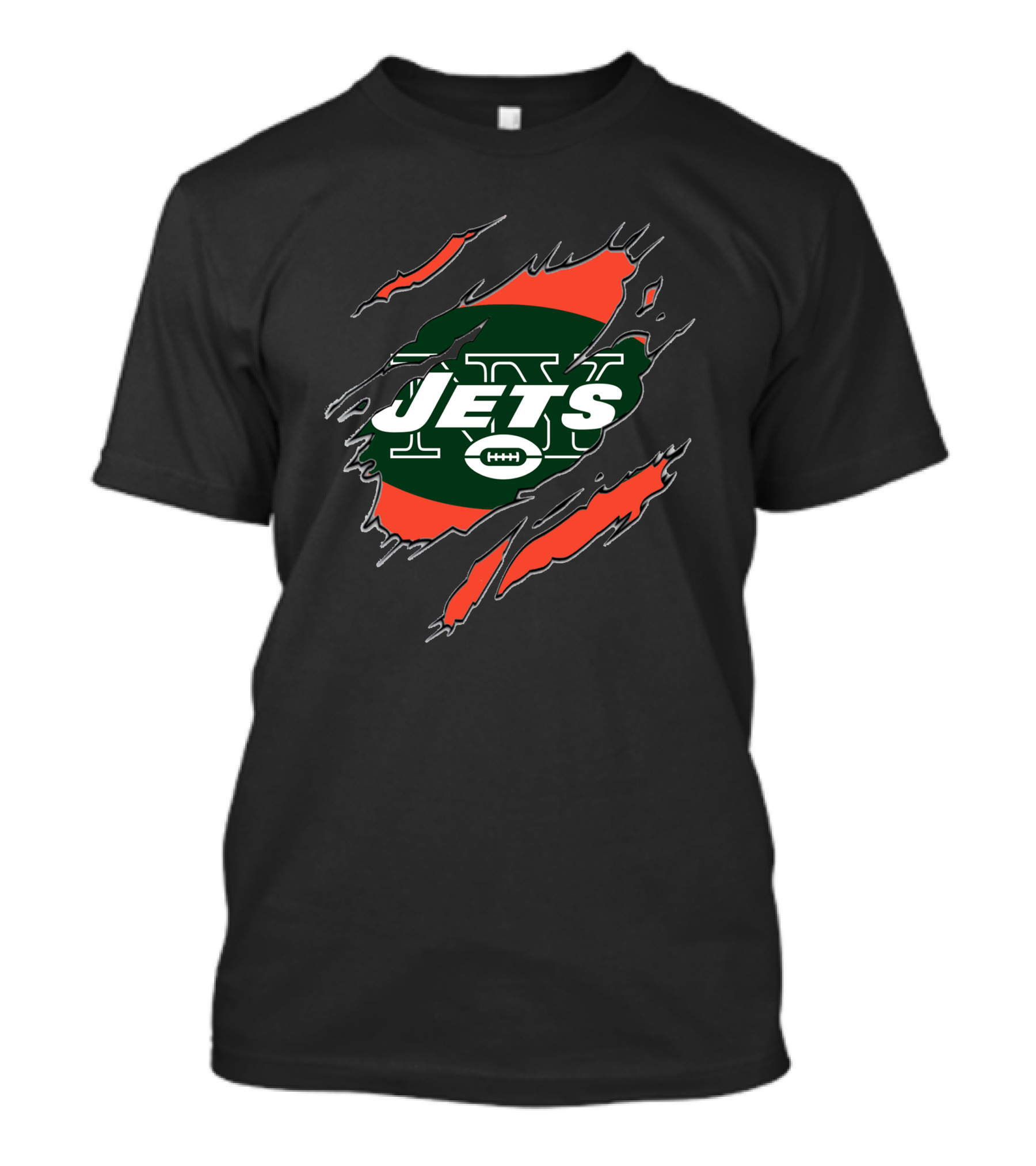 New York Jets Claw Mark Logo With Green And Red Oval T-Shirt
