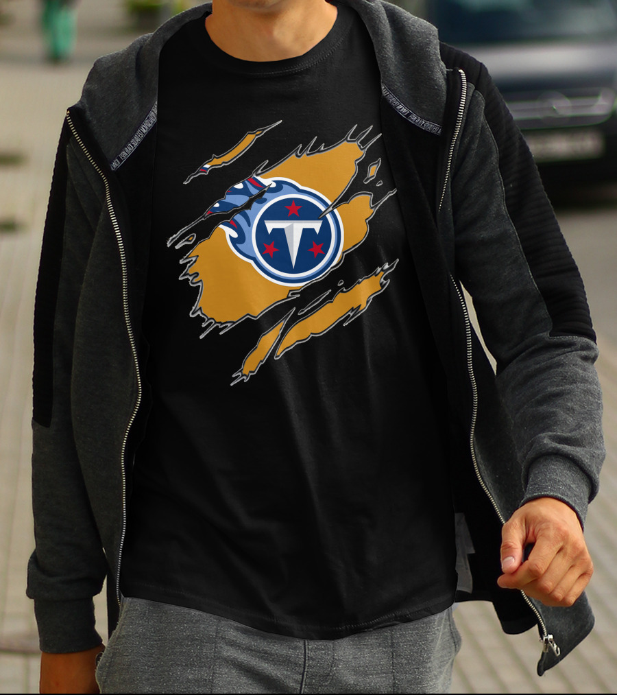 Tennessee Titans Logo Ripped Effect T-Shirt