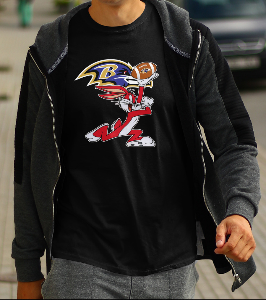Baltimore Ravens Logo Bugs Bunny Football T-Shirt