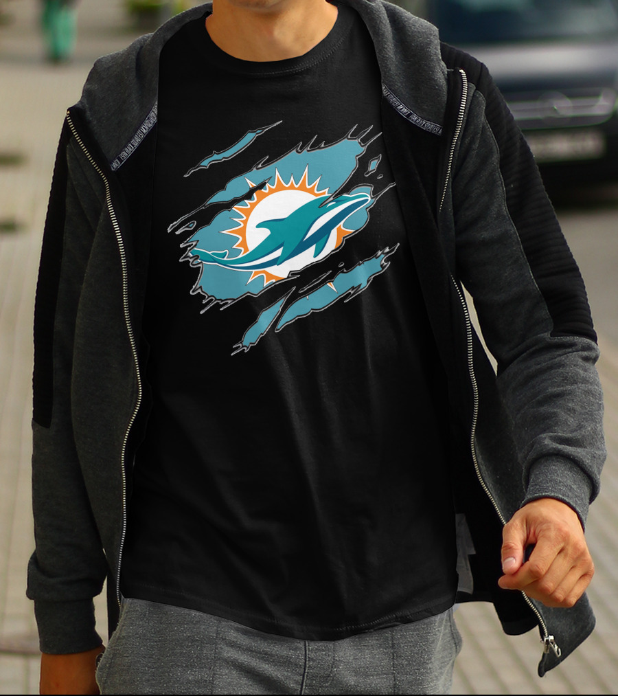 Miami Dolphins Ripped Claw Marks T-Shirt