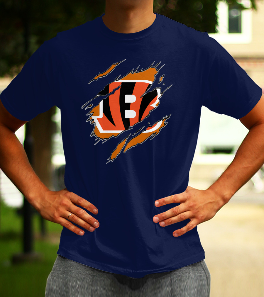 Cincinnati Bengals Claw Mark Logo Tearing Effect T-Shirt