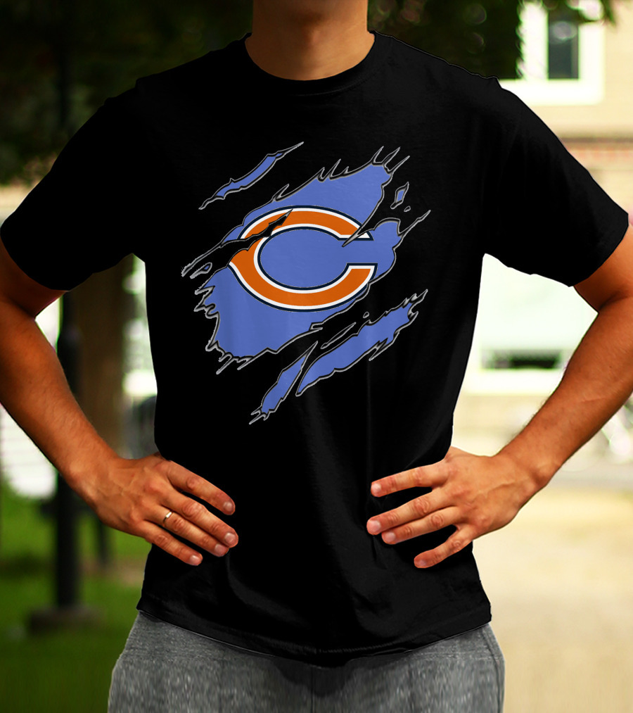 Chicago Bears Iconic C Logo In Claw Marks T-Shirt