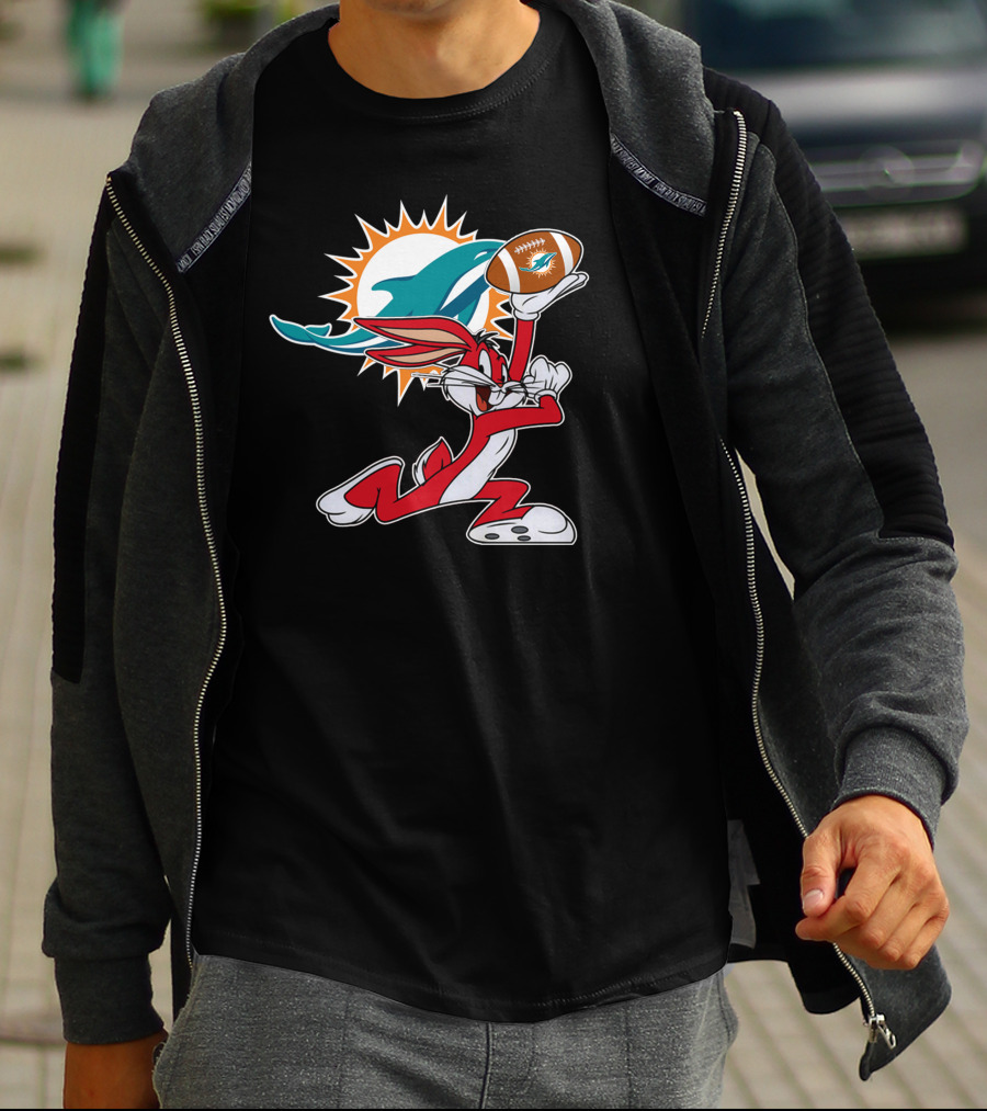 Miami Dolphins Bunny Football Fan T-Shirt