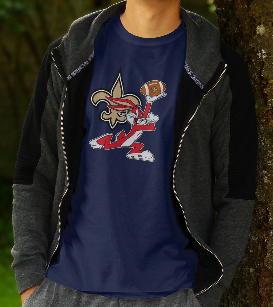 New Orleans Saints Bugs Bunny Football Fleur-de-Lis T-Shirt