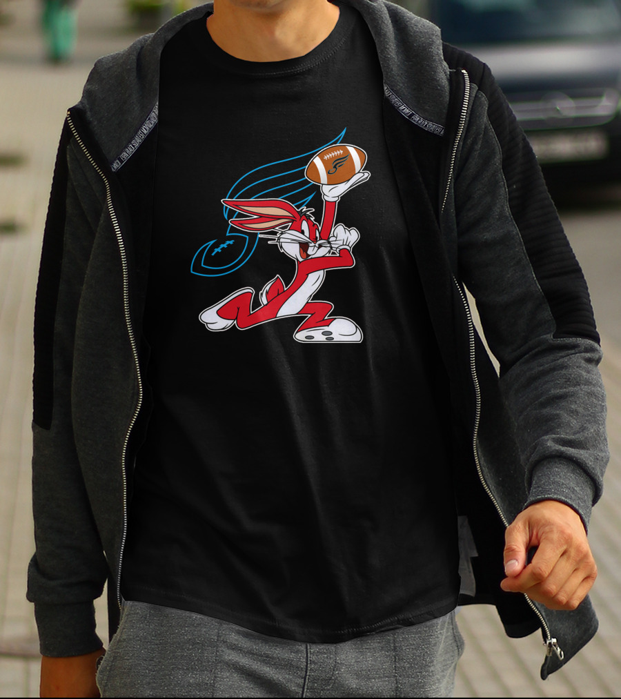 Philadelphia Soul Bunny Holding Football Icon With Looney Character T-Shirt