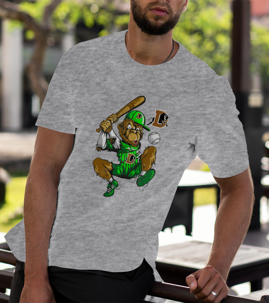 Durham Bulls Home Run Baseball Monkey In Green Uniform With Bat And Ball T-Shirt