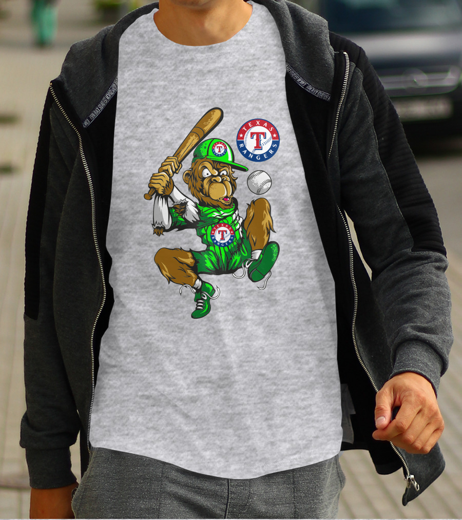 Texas Rangers Home Run Baseball Mascot With Bat T-Shirt
