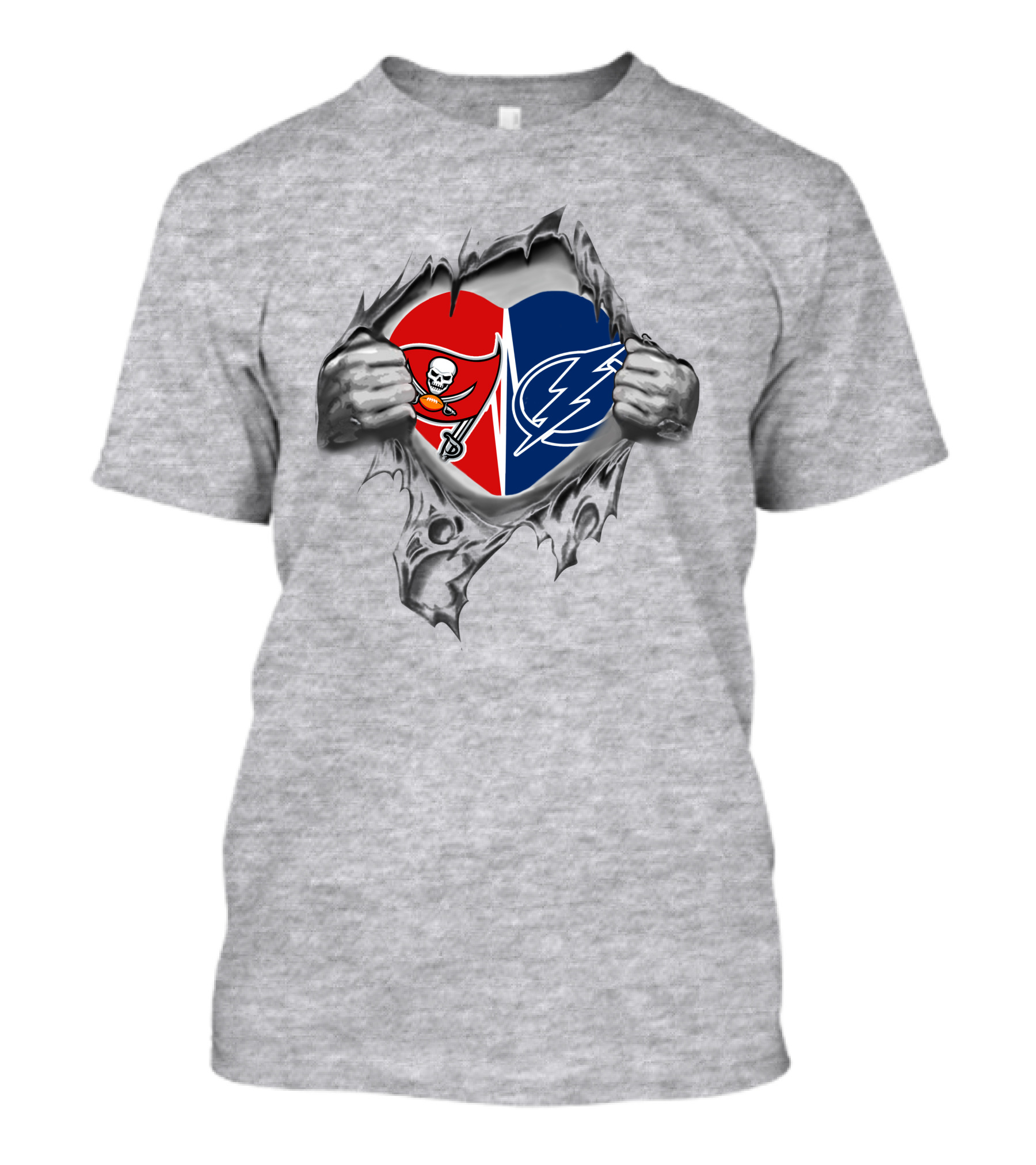 Tampa Bay Buccaneers Lightning Heart Torn Open T-Shirt