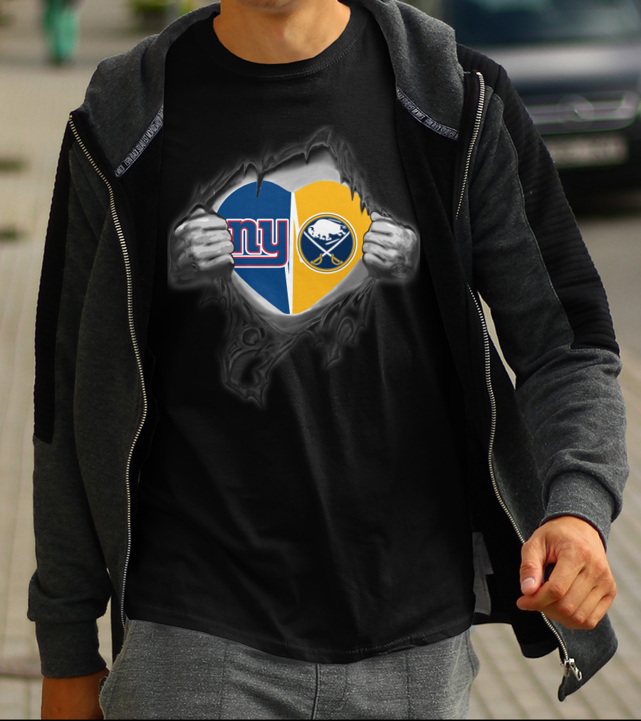 New York Giants Buffalo Sabres Heart T-Shirt