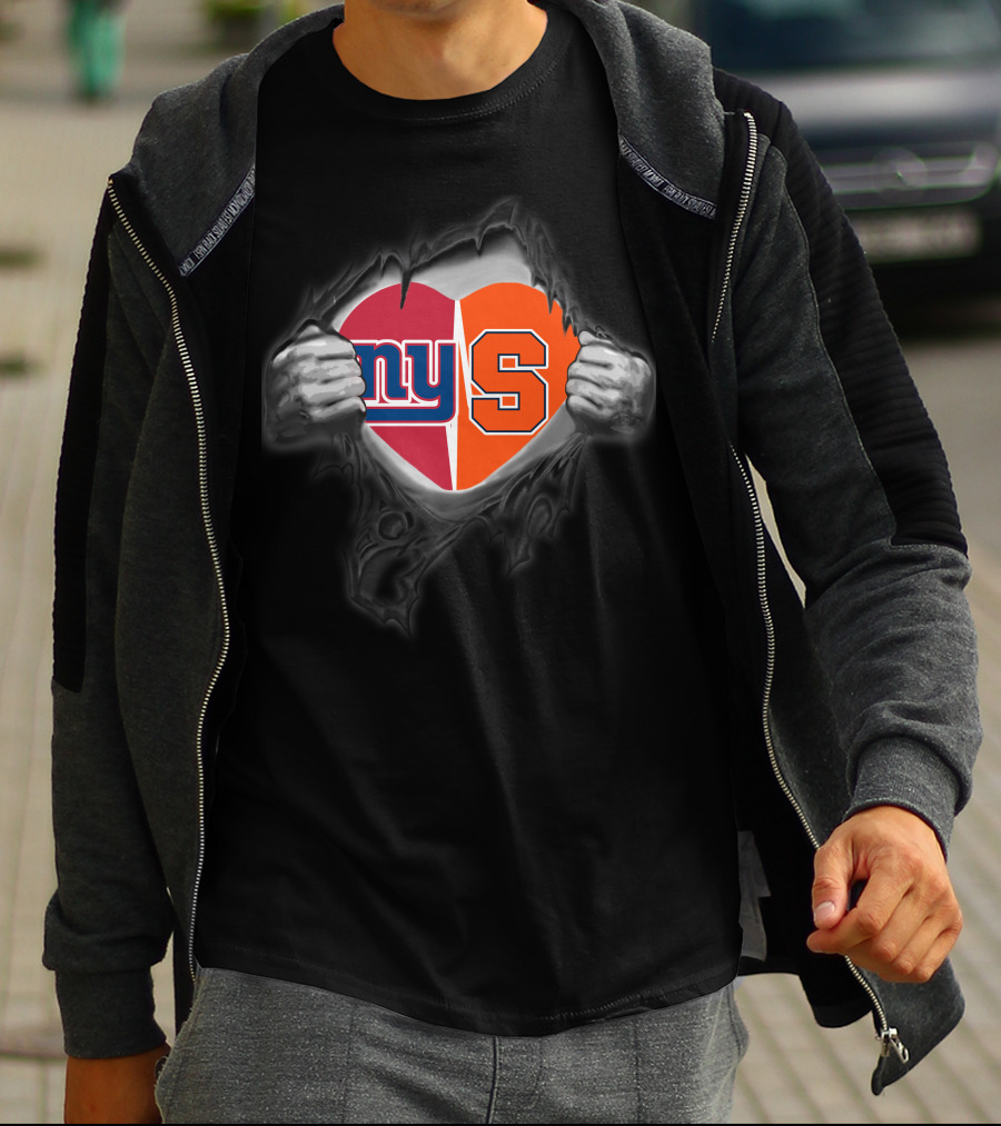New York Giants Syracuse Orange Heart T-Shirt
