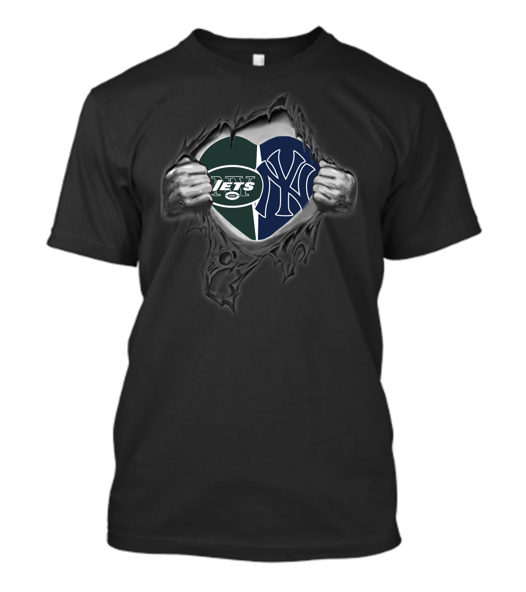 New York Jets Yankees Heart Torn Open T-Shirt