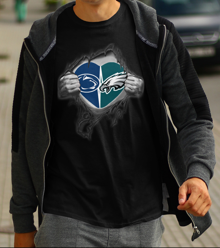 Philadelphia Eagles Penn State Heart Logo Combo T-Shirt