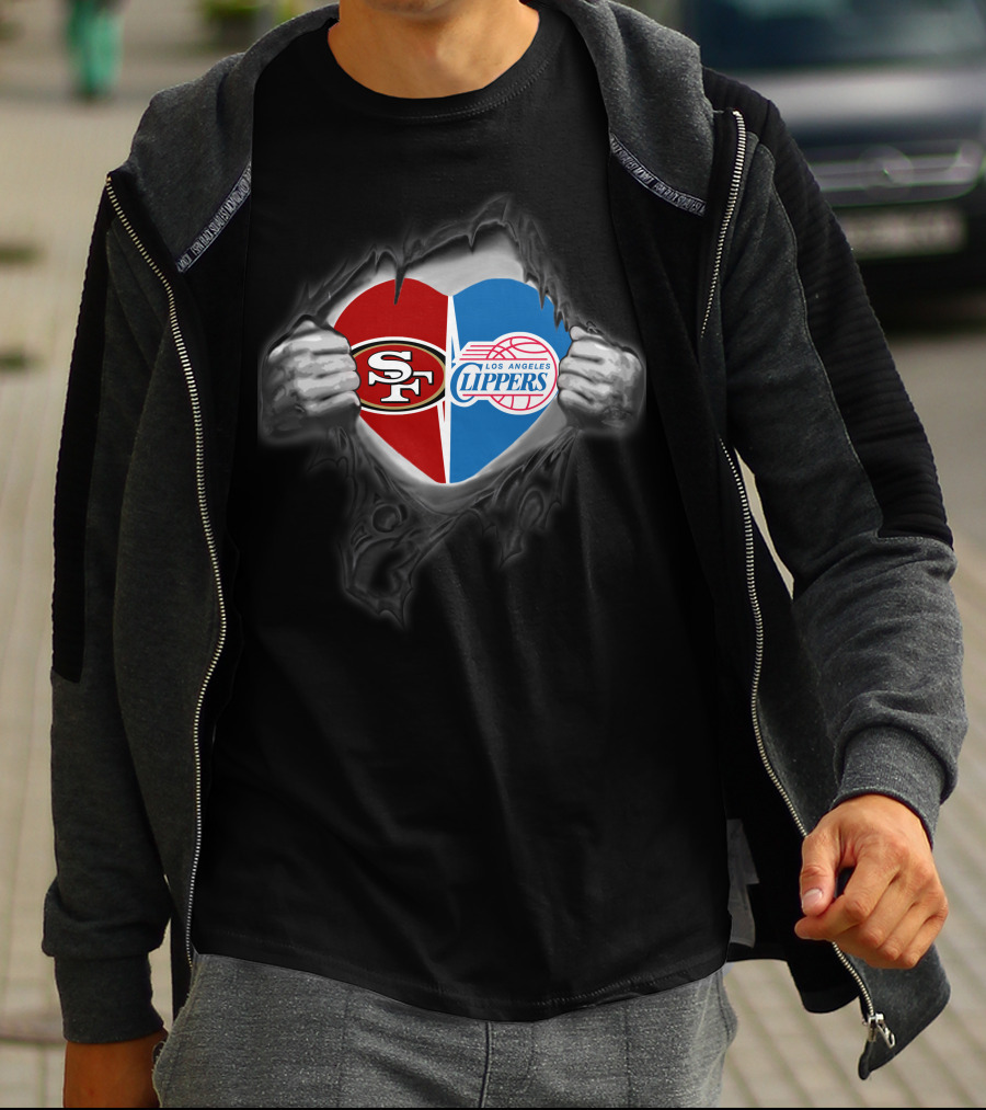 Sf 49ers Los Angeles Clippers Heart Logo Fan Pride T-Shirt