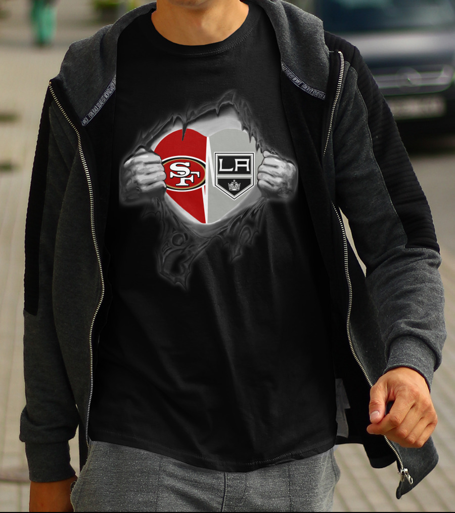 Sf 49ers Los Angeles Kings Heart Logos T-Shirt
