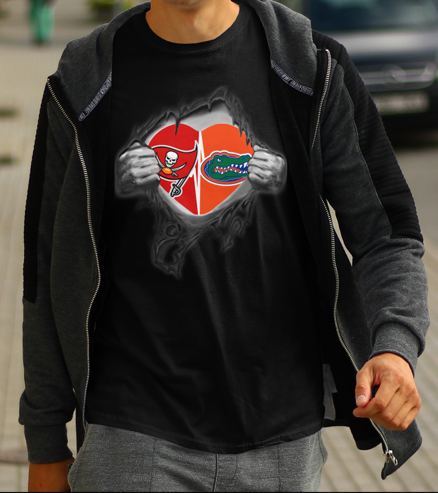 Tampa Bay Buccaneers Florida Gators Heart T-Shirt
