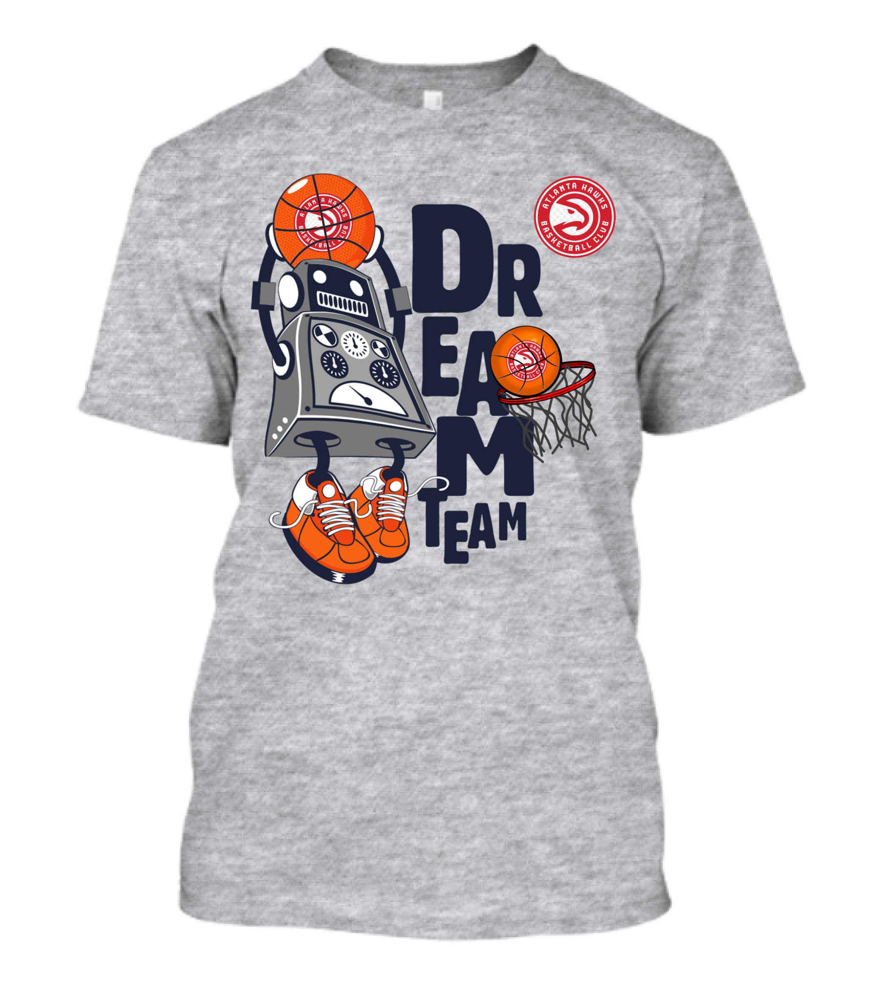 Atlanta Hawks Dream Team Basketball Club Robot And Hoop T-Shirt