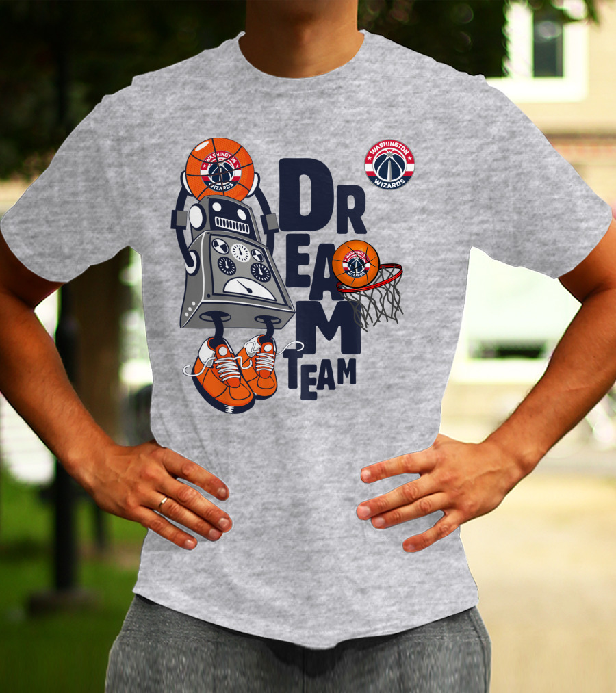 Washington Wizards Dream Team Robot With Basketball Head And Hoop T-Shirt
