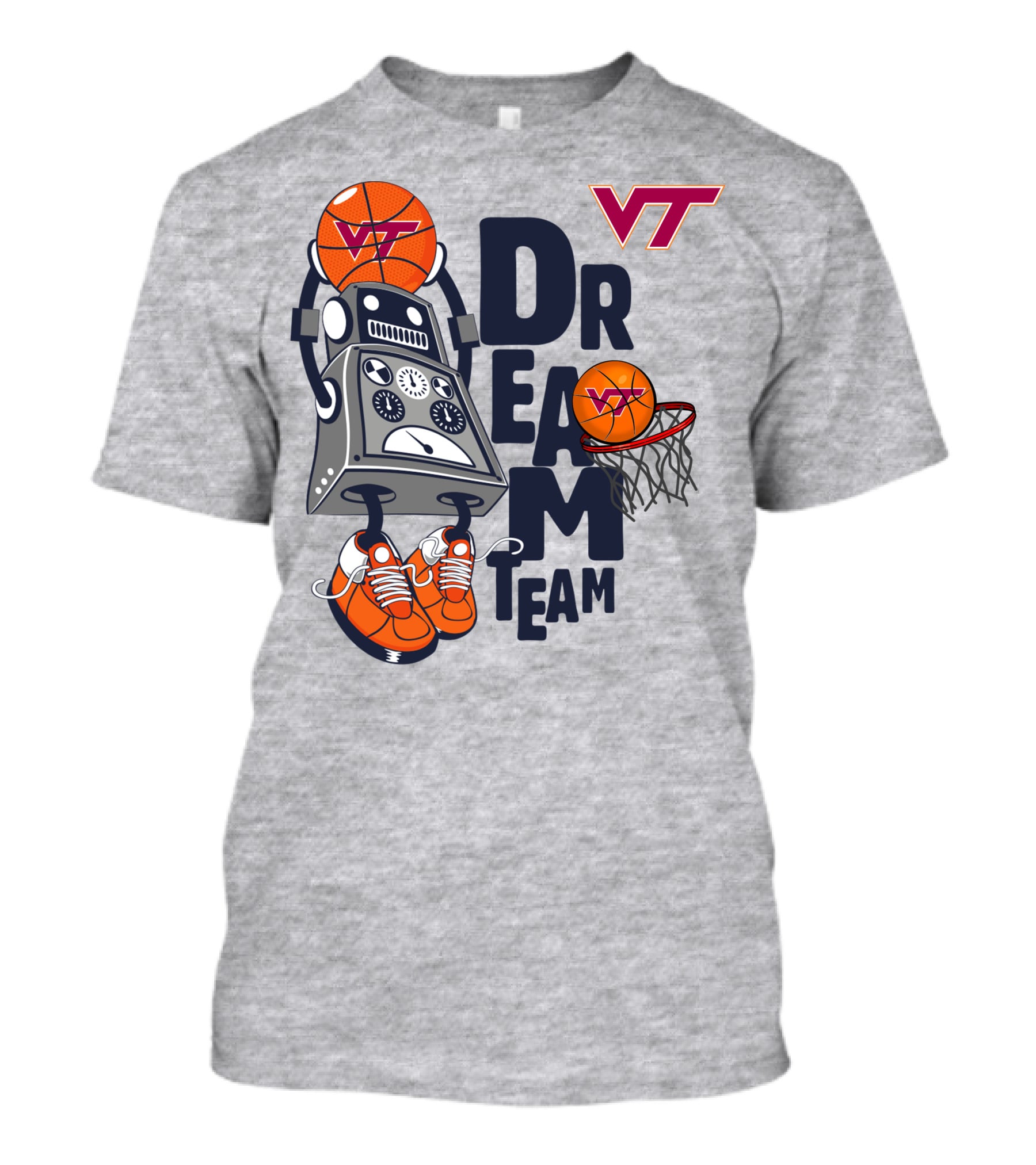 Virginia Tech Vt Dream Team Basketball Robot T-Shirt