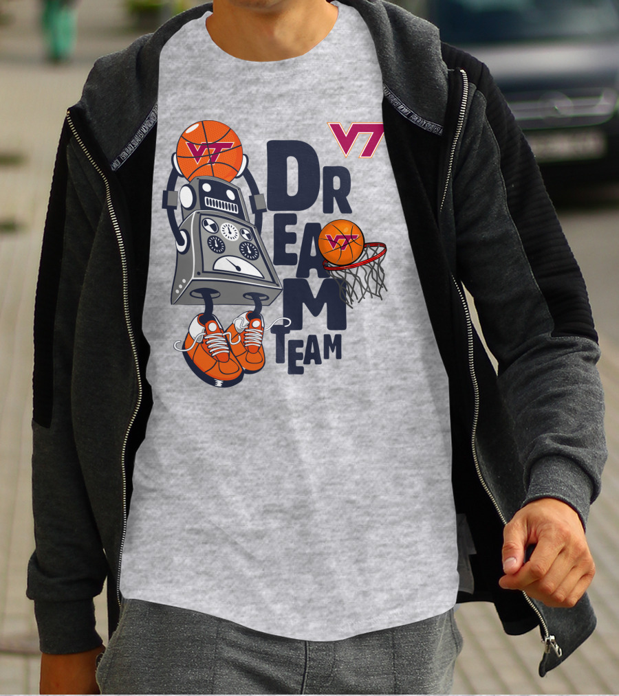 Virginia Tech Vt Dream Team Basketball Robot T-Shirt