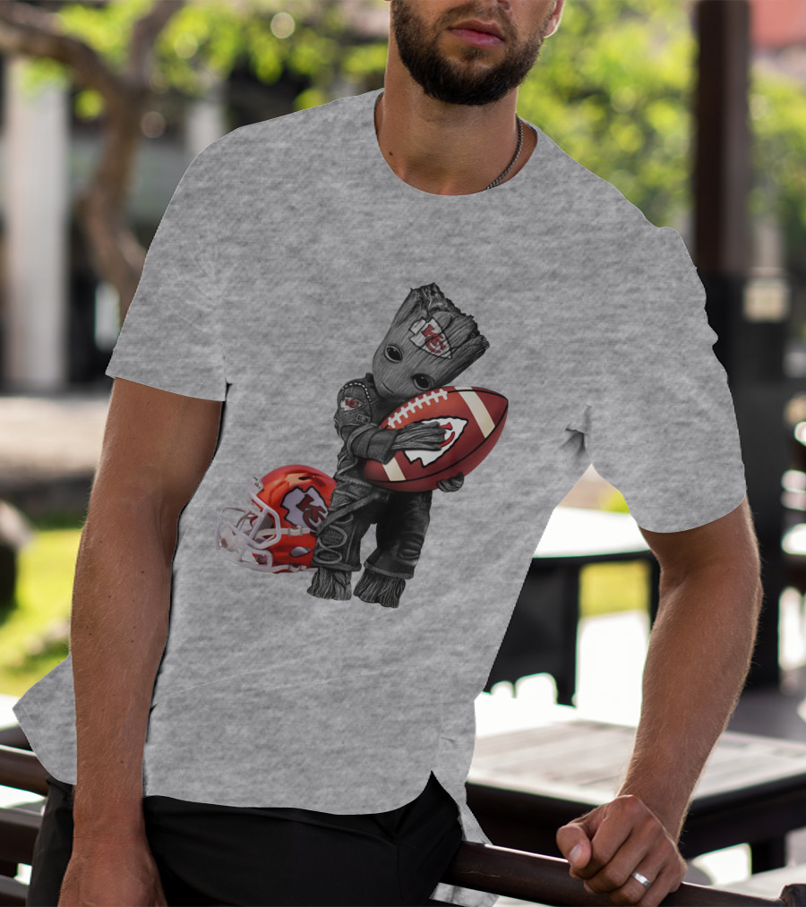 Kansas City Chiefs Baby Groot Football Helmet T-Shirt