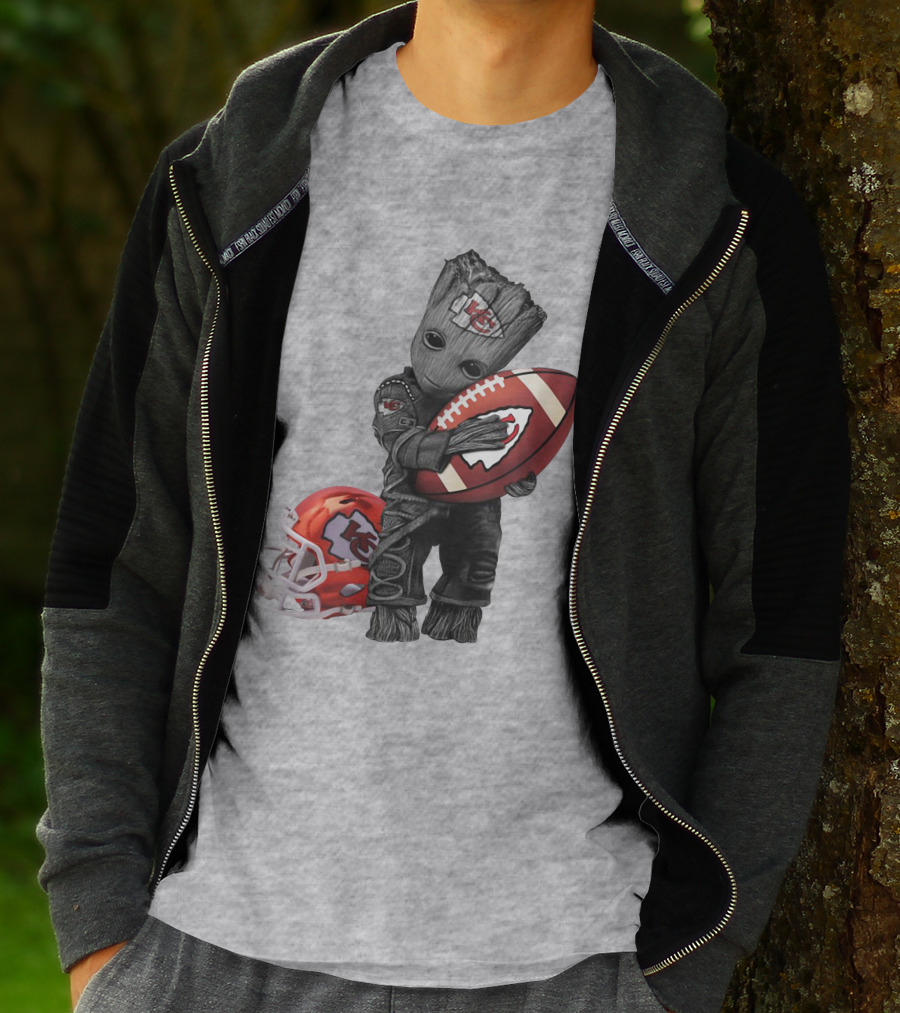 Kansas City Chiefs Baby Groot Football Helmet T-Shirt