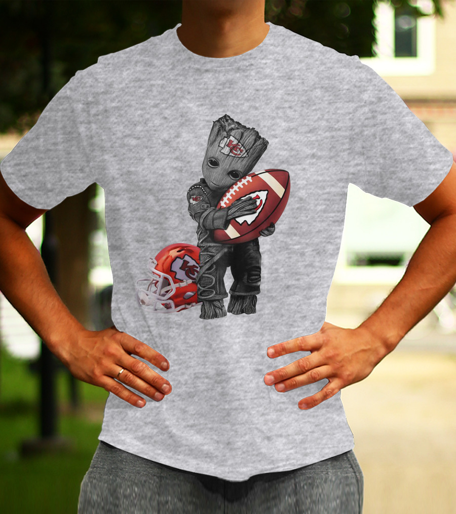 Kansas City Chiefs Baby Groot Football Helmet T-Shirt