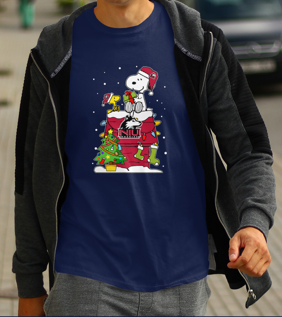 Northern Illinois Huskies Snoopy Woodstock Christmas Happy New Year T-Shirt
