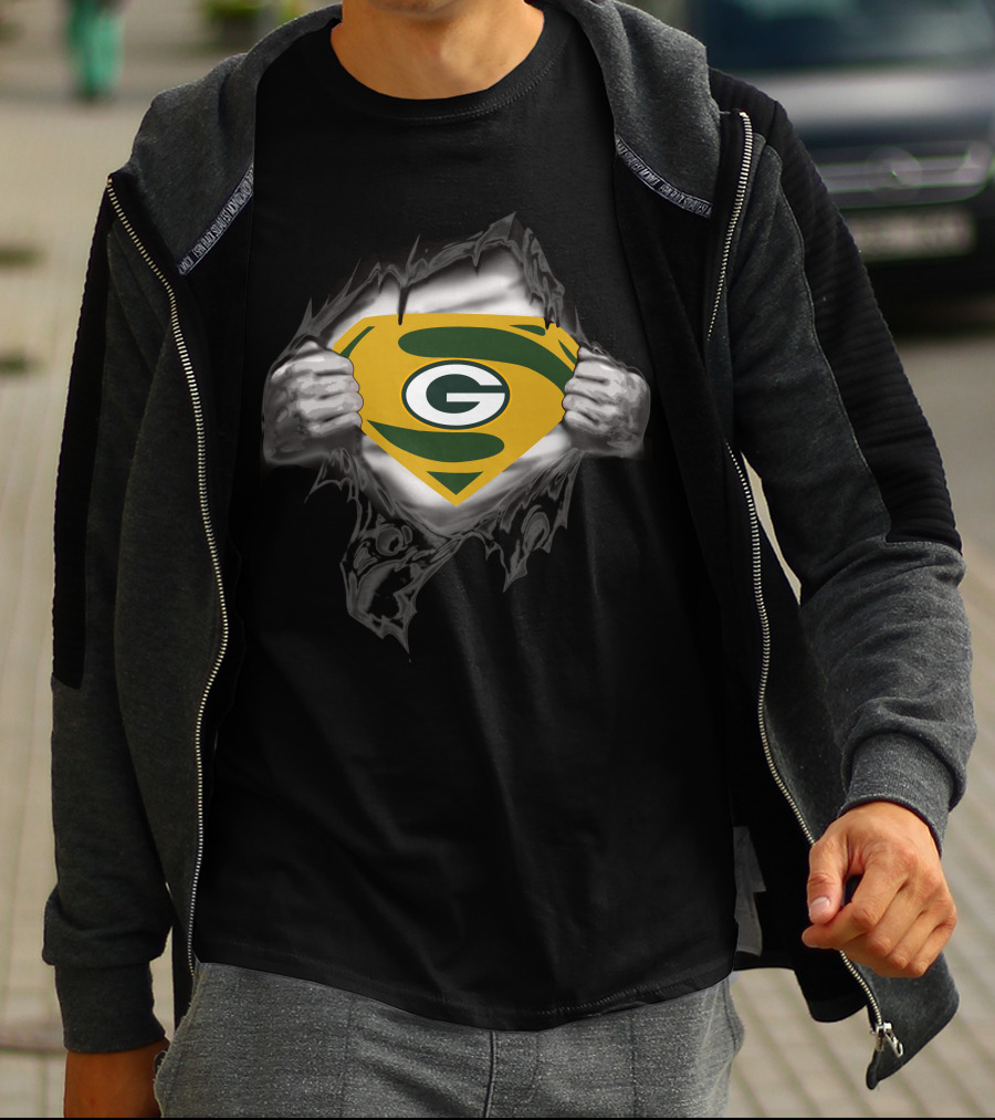 Packers G Super Hero Symbol Ripped Chest T-Shirt