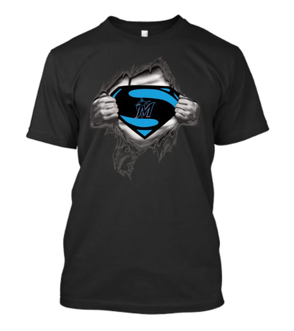 Miami Marlins Superman Logo Reveal T-Shirt