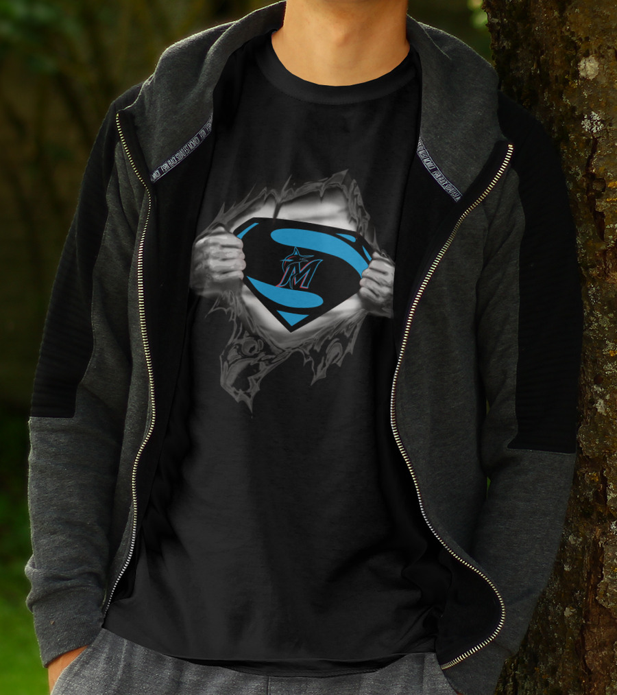Miami Marlins Superman Logo Reveal T-Shirt