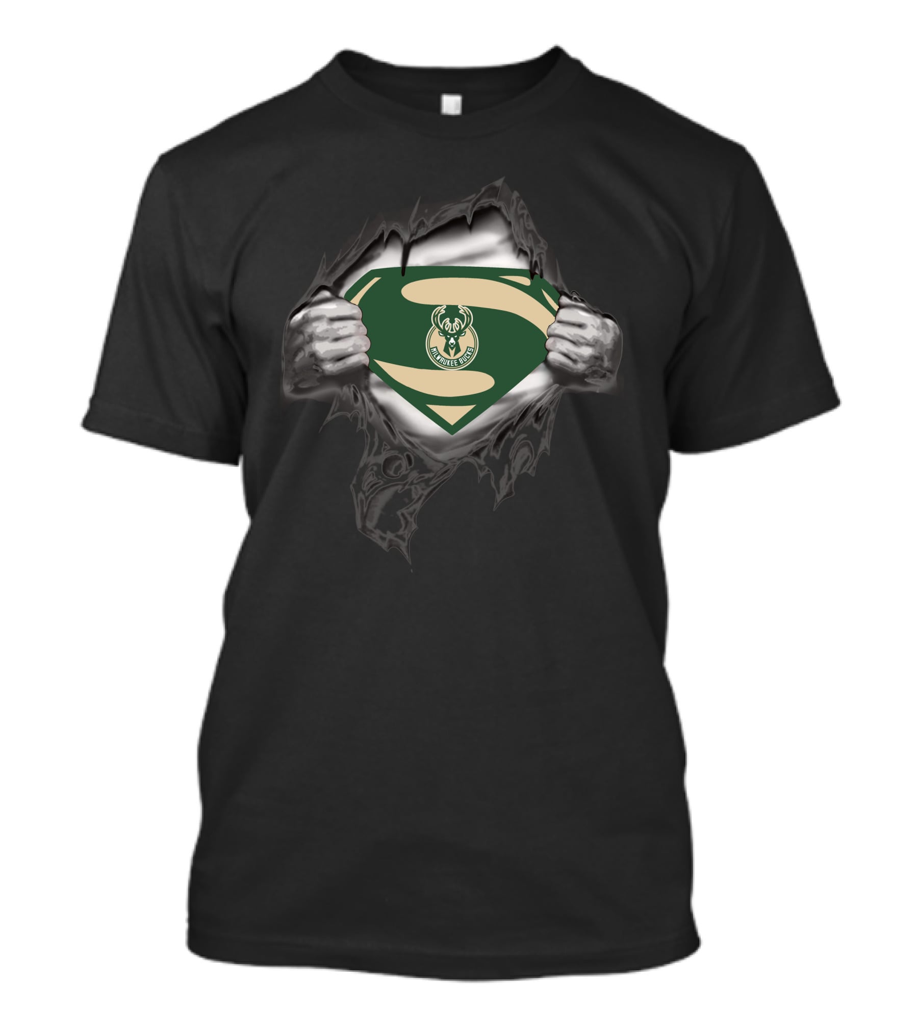 Milwaukee Bucks Logo On Superman Emblem T-Shirt