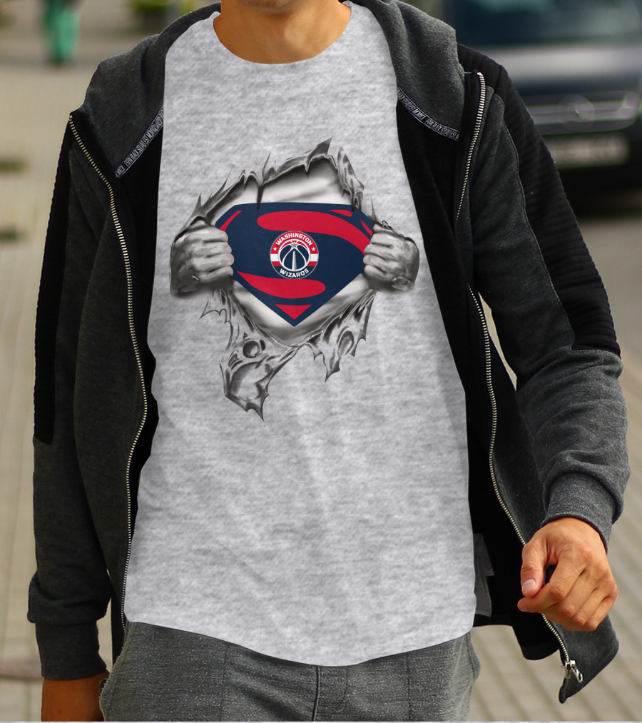 Washington Wizards Superman Shield Logo Tear Through T-Shirt