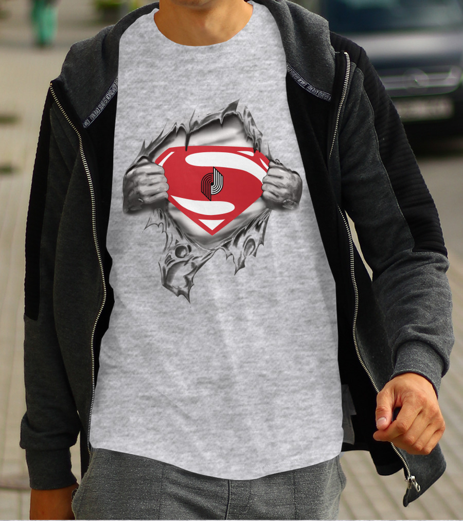 Portland Trail Blazers Superman Logo Breakthrough T-Shirt