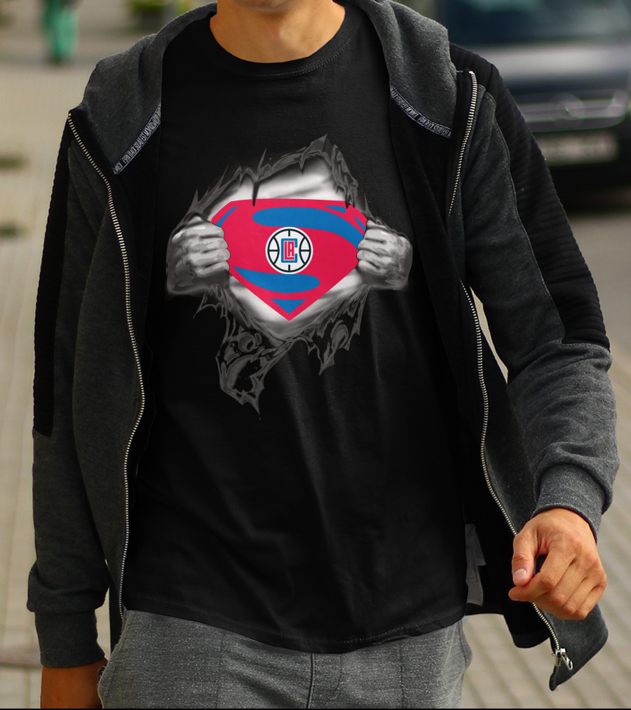 Los Angeles Clippers Super Man Logo Emblem Reveal T-Shirt