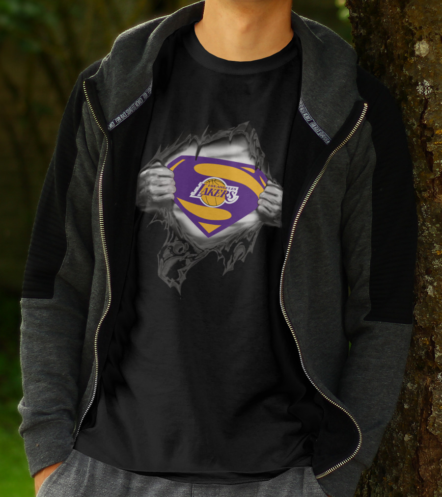 Los Angeles Lakers Superman Logo Basketball Superhero T-Shirt