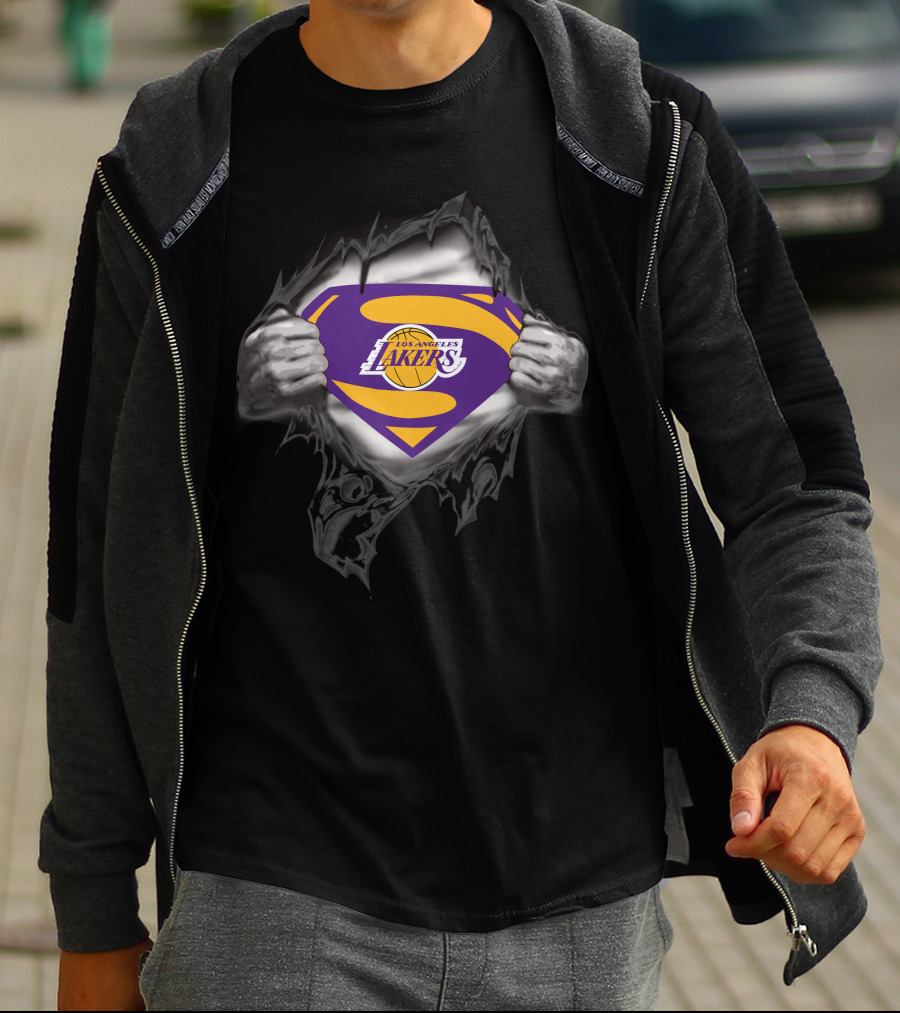Los Angeles Lakers Superman Logo Basketball Superhero T-Shirt