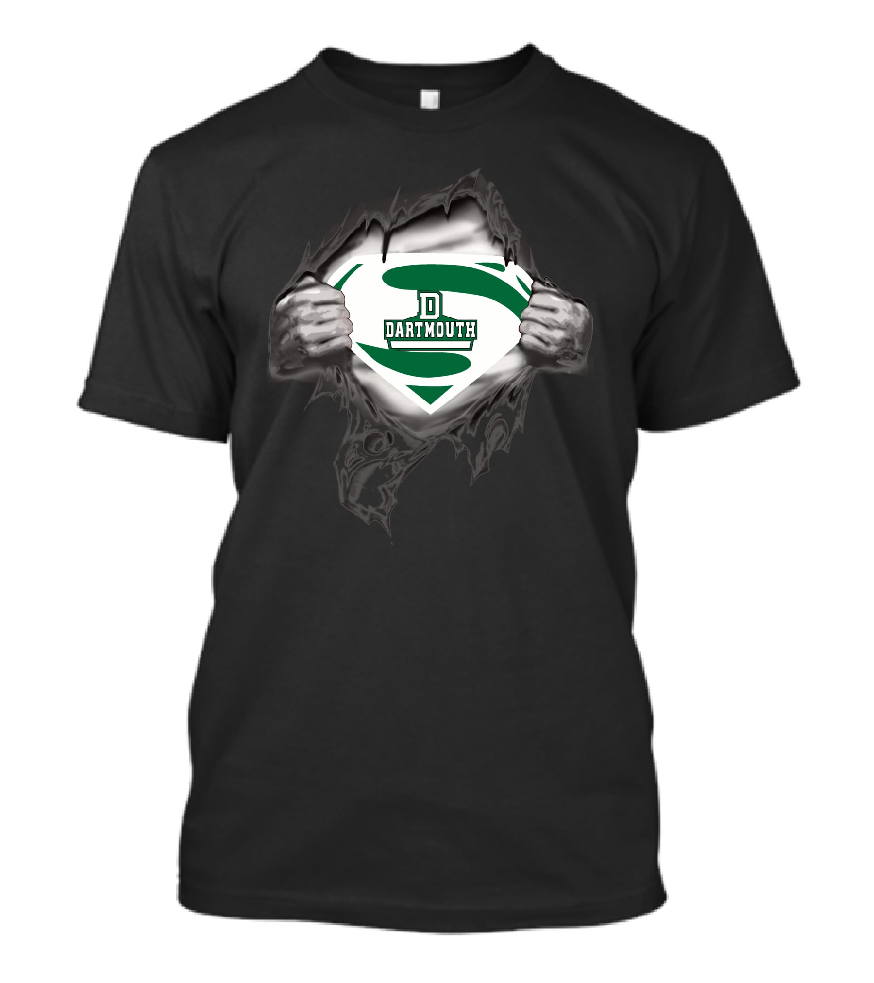 Dartmouth Super D Logo Shield Ripping Through T-Shirt