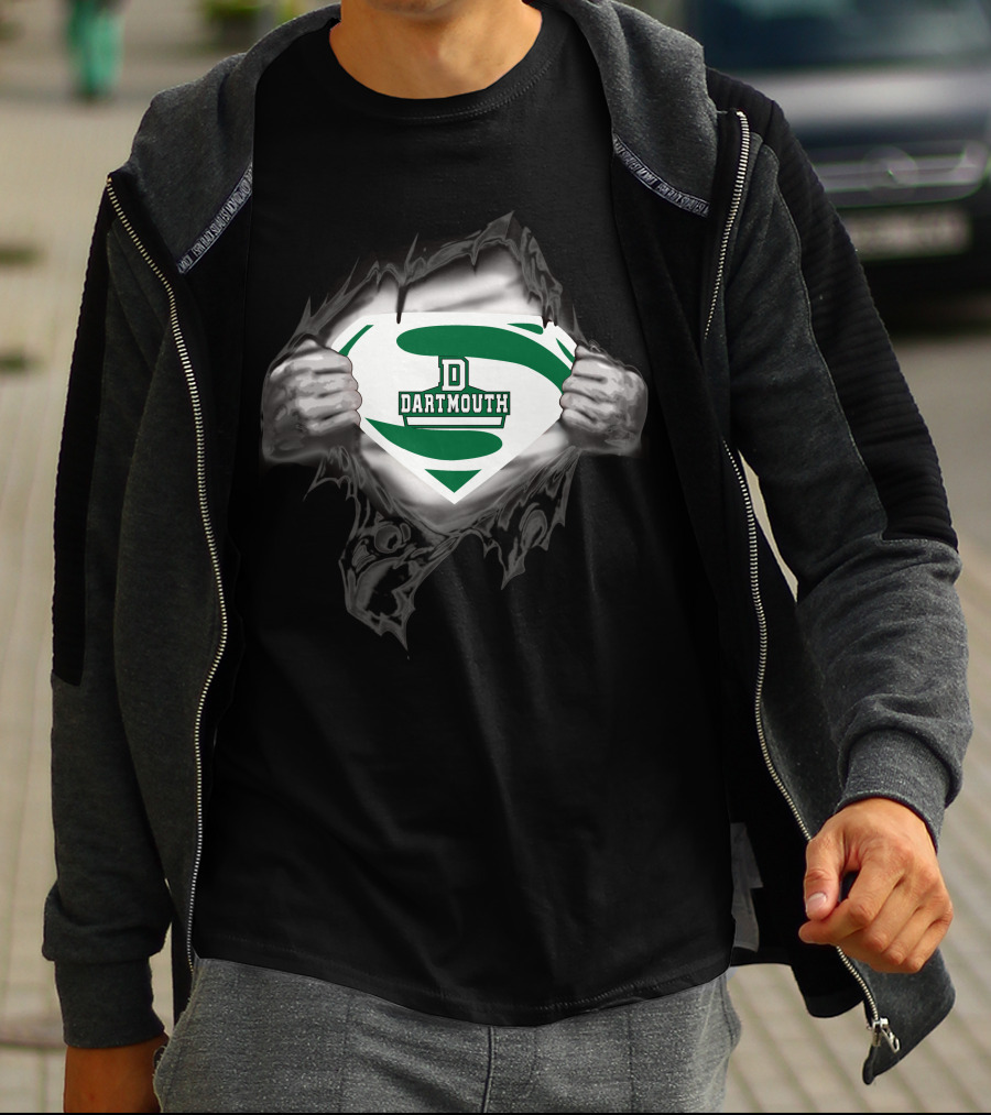 Dartmouth Super D Logo Shield Ripping Through T-Shirt