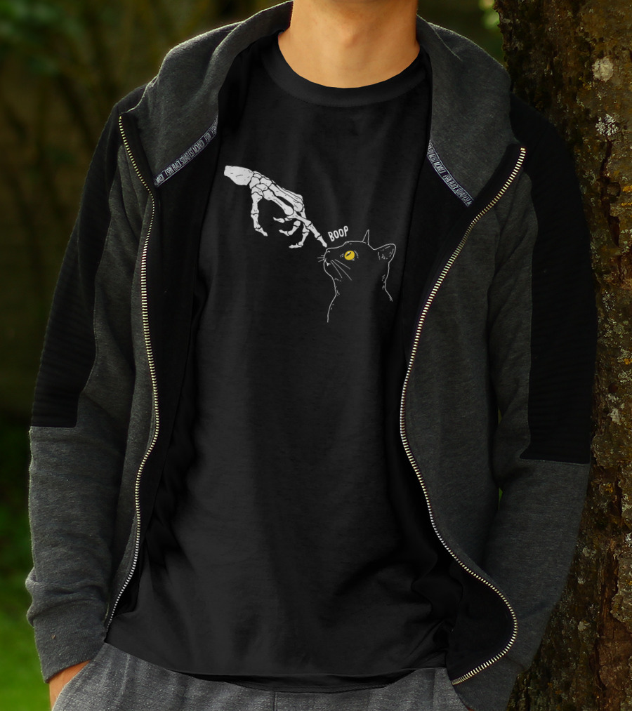 Arm The Animals Boop Spooky Cat Skeleton Hand T-Shirt