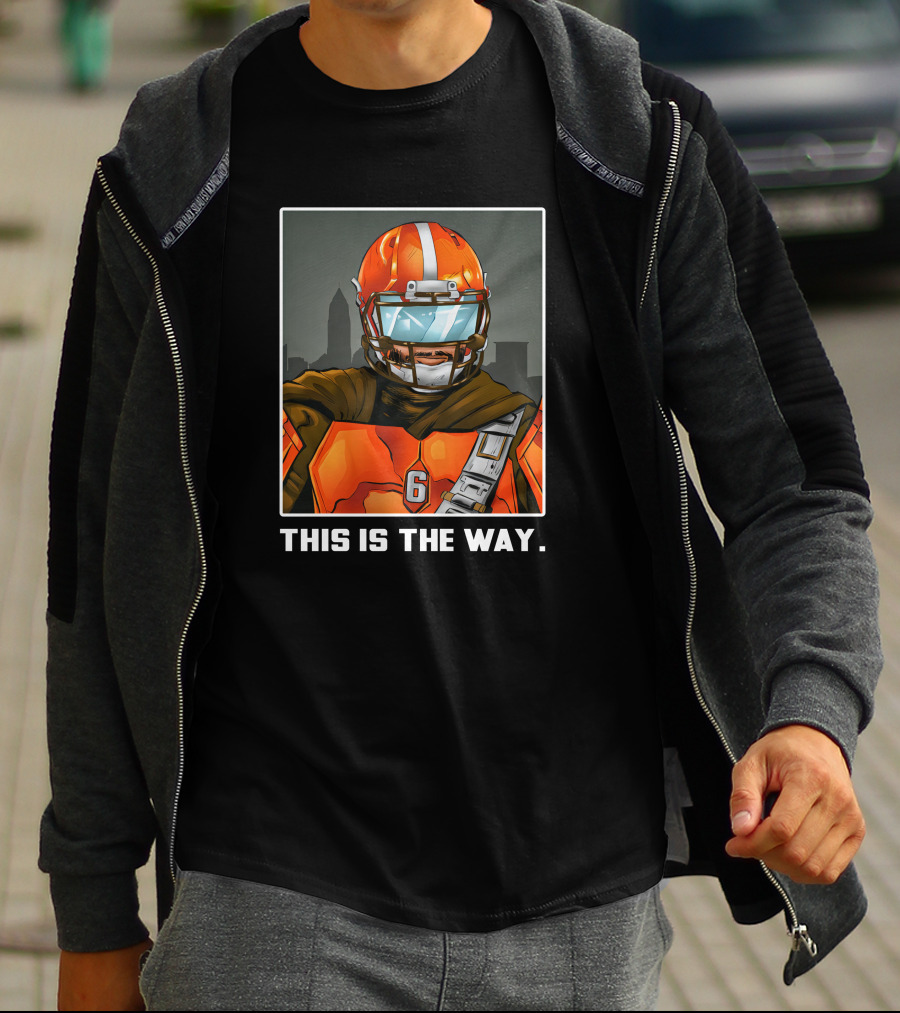 Nick Pedone This Is The Way Orange Football Helmet Visor Sci-Fi Armor 6 T-Shirt
