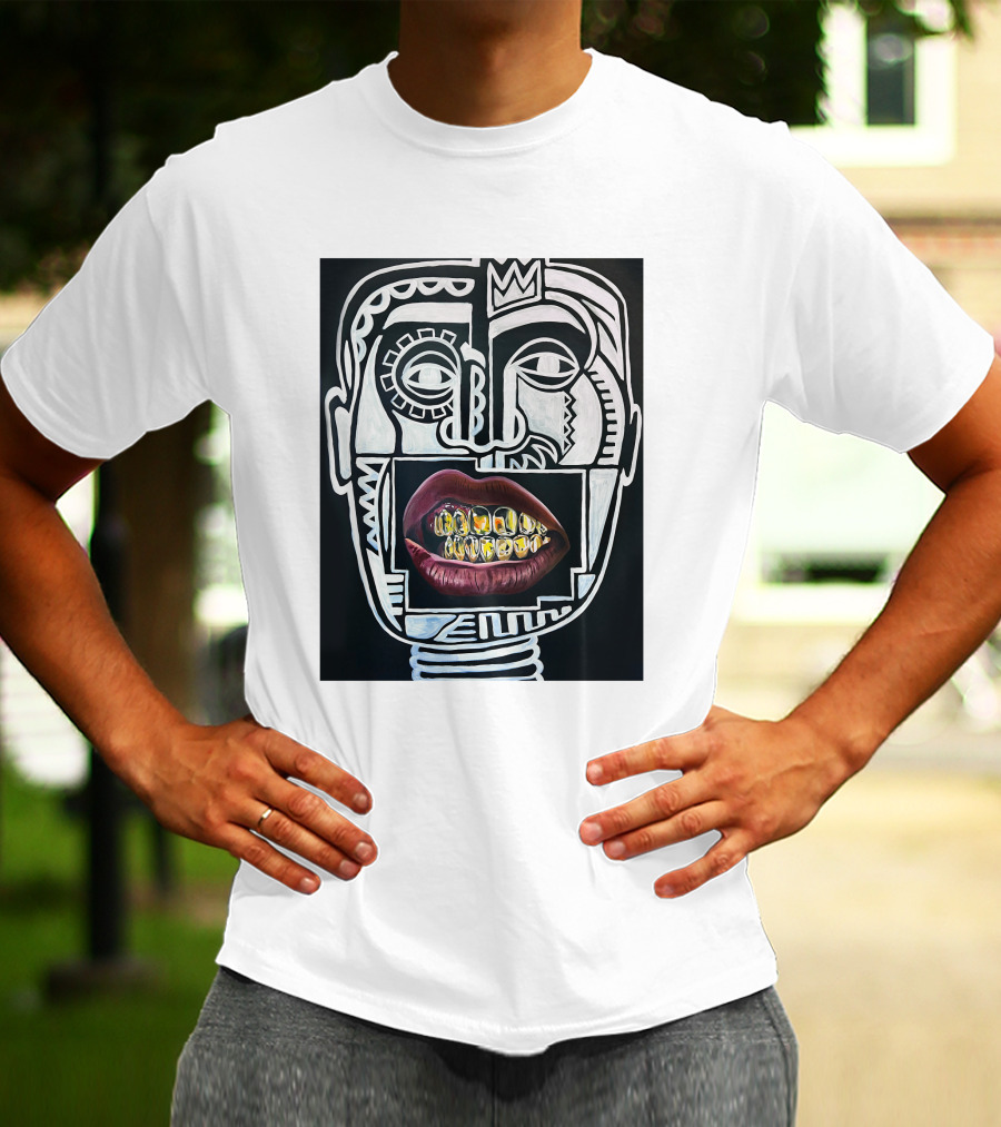 Dooga Culture Champion 2.0 Abstract Face Crown And Gold Teeth T-Shirt